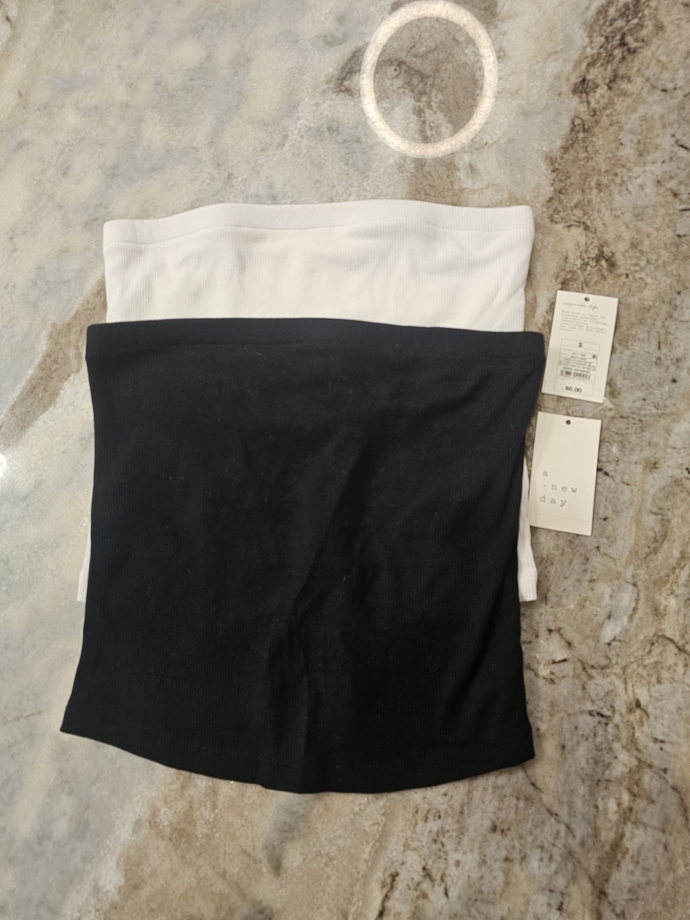 2-Pack A New Day Strapless Tube Tops Black & White Small NWT
